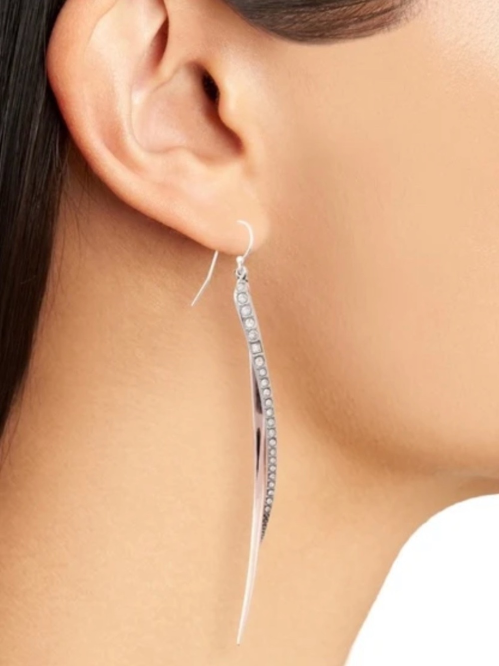 Alexis Bittar silver Miss Havisham double spear earrings